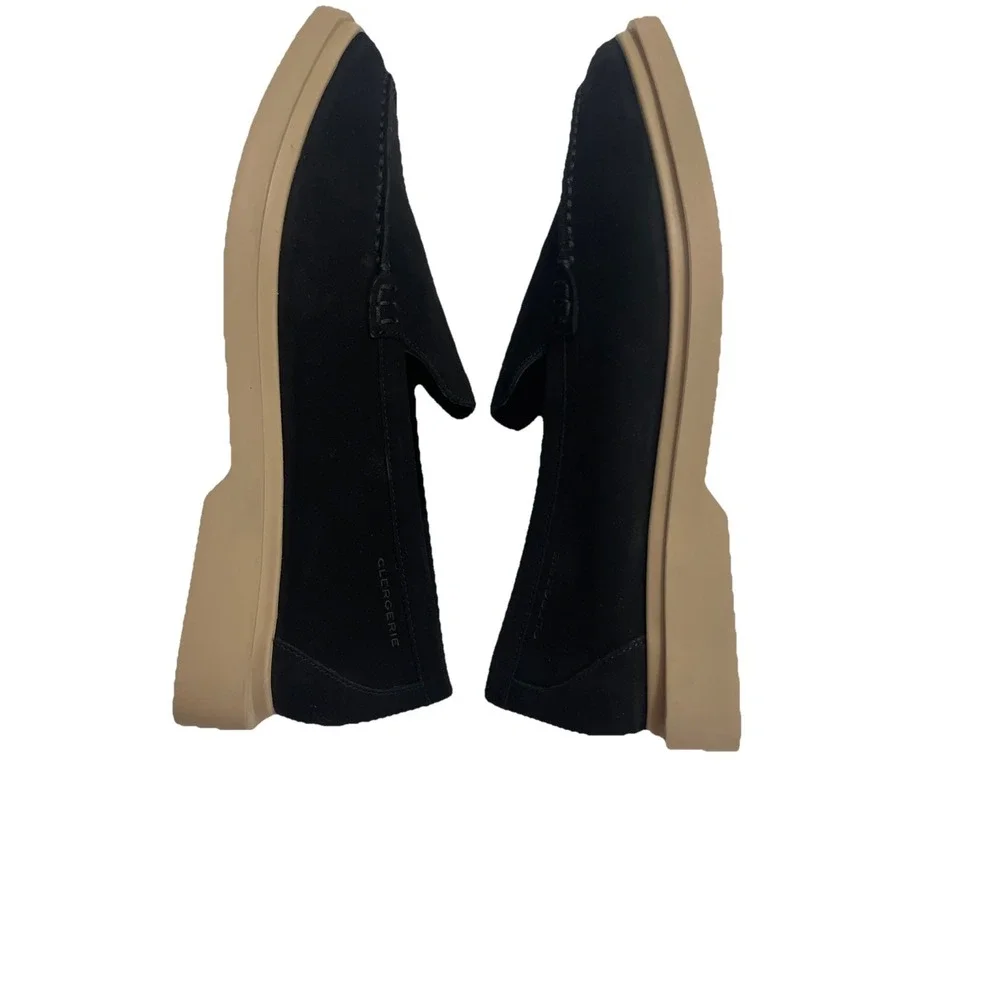NEW Clergerie Paris 330127 Black Suede Leather Shoes‎ Women 7.5 A EU 38 Loafer
